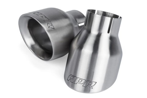 APR Round, Brushed 2.50 Inch Exhaust Tip TPK0002 Tips, Clamp-on, Stainless Steel, Brushed, Slant Cut, in. Inlet, 4.00 in. Outlet, Audi, Porsche, Volkswagen, Pair thumbnail 6