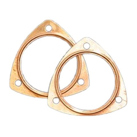 SCE Pro Copper Collector Gaskets 4350 Gaskets, Copper, Embossed, 3-Hole, 3.50 in. Inside Diameter, Pair