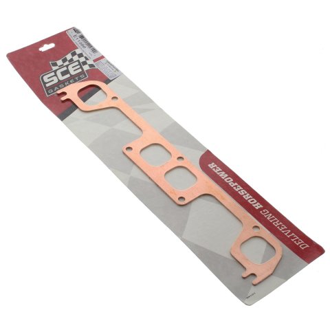 SCE Pro Copper Annealed Exhaust Gaskets E11386 Gasket, Annealed, 0.062 in. Thick, 1.60 in. x 1.75 in. Port, Chevy, Pair