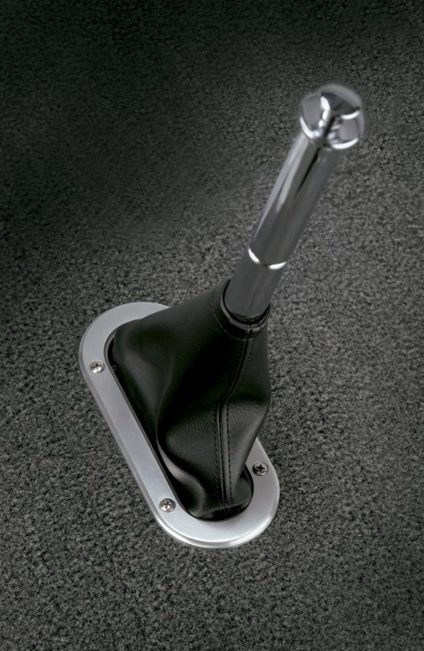 Lokar Parking Brake Handle Boots 70-BHBT Hand Boot, Emergency Brake, Transmission Mount, Black Boot, Aluminum Trim Ring, Each thumbnail 1