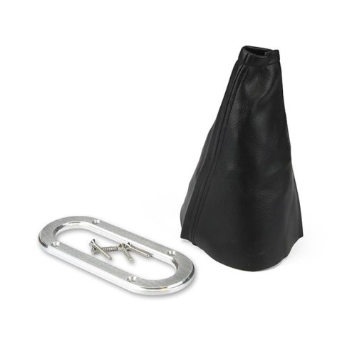 Lokar Parking Brake Handle Boots 70-BHBT Hand Boot, Emergency Brake, Transmission Mount, Black Boot, Aluminum Trim Ring, Each thumbnail 2
