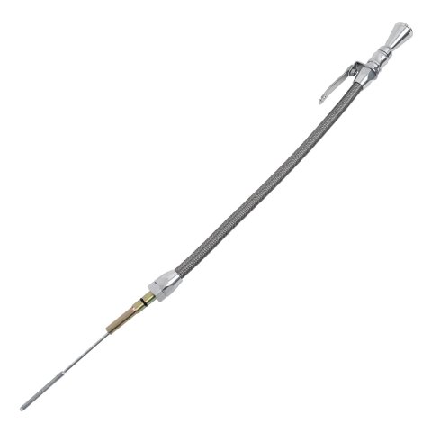 Lokar Anchor-Tight Locking Flexible Engine Dipsticks 1220074 Oil Dipstick, Flexible, Passenger Side Block Entry, Billet Aluminum, Brite Anodized, Chevy, Small Block, LS1, Car, Each thumbnail 1