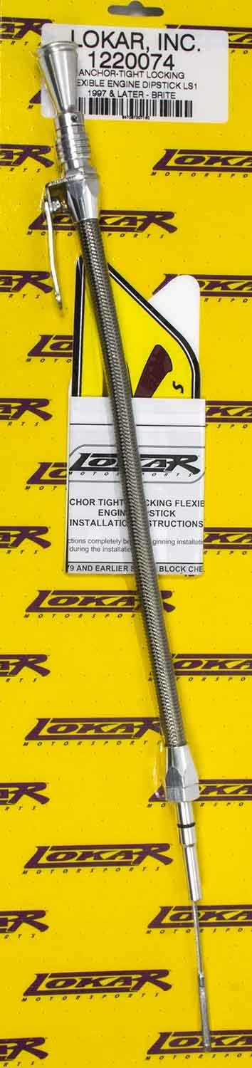 Lokar Anchor-Tight Locking Flexible Engine Dipsticks 1220074 Oil Dipstick, Flexible, Passenger Side Block Entry, Billet Aluminum, Brite Anodized, Chevy, Small Block, LS1, Car, Each thumbnail 4
