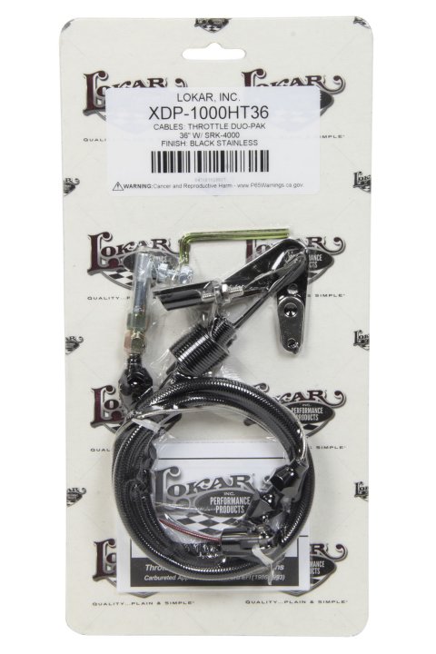 Lokar Midnight Series Duo-Pak Throttle Cables XDP-1000HT36 Cable, Series, Black Braided Stainless, Black Fittings, 36 in. Long, Carbureted, Universal, Kit thumbnail 2