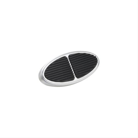 Lokar Pedal Pads BAG-6107 Pad, Brake, Billet Aluminum, Brushed, Oval Pad with Rubber Inserts, Universal, Each thumbnail 1