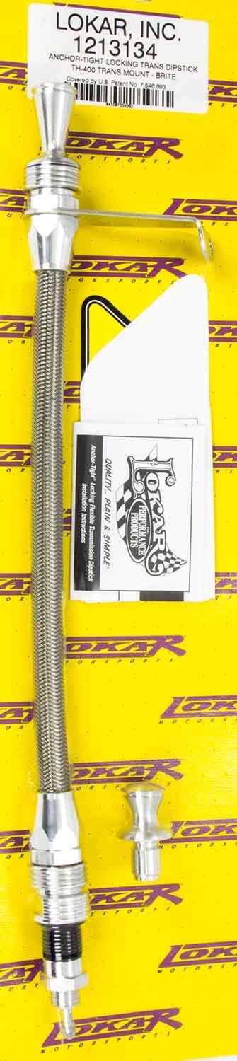 Lokar Anchor-Tight Locking Transmission Dipsticks 1213134 Dipstick, Locking, Braided Stainless/Natural, Natural Finish Handle, Bellhousing Mount, TH400 thumbnail 3