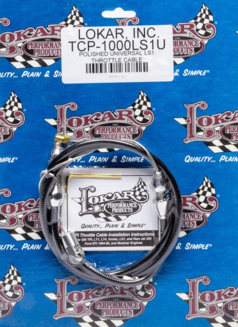 Lokar Hi-Tech Throttle Cables TCP-1000LS1U Cable, Black Vinyl, Polished Fittings, 36 in. Long, GM LS, 350 Ram Jet, Each thumbnail 3