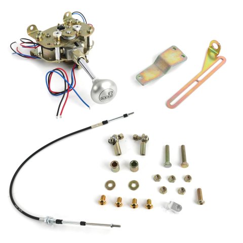 Lokar Electronic Sport Shifters ES4R70WFM Automatic Shifter, Shifters, Detent, 6.000 in. Straight Chrome Stick, 3/8-24 in., Brushed Mushroom Knob, 4R70W/ AODE, Each