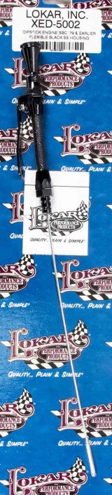 Lokar Midnight Series Flexible Engine Dipsticks XED-5002 Oil Dipstick, Flexible, Driver Side Block Entry, Billet Aluminum, Black Anodized, Chevy, Small Block, Each thumbnail 3