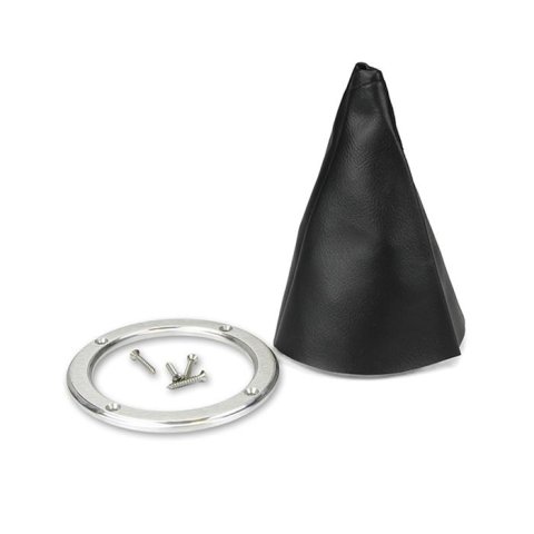 Lokar Shifter Boot Sets 70-BHRB Boot, Round, Black, Naugahyde, Polished Aluminum Trim Ring, Each thumbnail 2