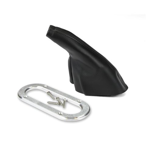 Lokar Parking Brake Handle Boots 70-BHBF Hand Boot, Emergency Brake, Floor Mount, Black Boot, Aluminum Trim Ring, Each thumbnail 1