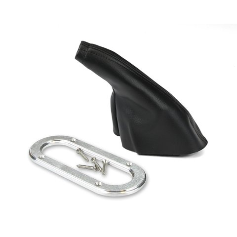 Lokar Parking Brake Handle Boots 70-BHBF Hand Boot, Emergency Brake, Floor Mount, Black Boot, Aluminum Trim Ring, Each thumbnail 3