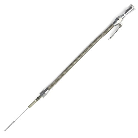 Lokar Flexible and Machined Engine Dipsticks ED-5020 Oil Dipstick, Flexible, Passenger Side Block Entry, Billet Aluminum, Brite Anodized, Chevy, Small Block, LS, Car, Each thumbnail 1
