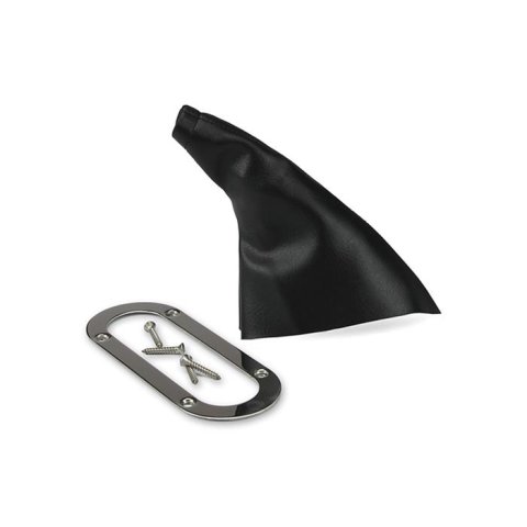Lokar Parking Brake Handle Boots 70-EHBF Hand Boot, Emergency Brake, Floor Mount, Black Boot, Stainless Steel Trim Ring, Each thumbnail 1
