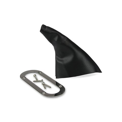 Lokar Parking Brake Handle Boots 70-EHBF Hand Boot, Emergency Brake, Floor Mount, Black Boot, Stainless Steel Trim Ring, Each thumbnail 2