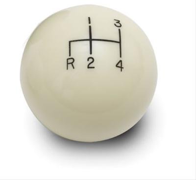 Lokar Shift Knobs SK-6890 Knob, Round, 2 in. Diameter, Ivory, 4-Speed, Reverse Left and Down, 3/8 in.-16, 2/8 in.-24, Each thumbnail 1