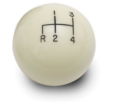 Lokar Shift Knobs SK-6890 Knob, Round, 2 in. Diameter, Ivory, 4-Speed, Reverse Left and Down, 3/8 in.-16, 2/8 in.-24, Each thumbnail 2