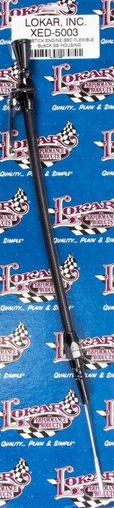 Lokar Midnight Series Flexible Engine Dipsticks XED-5003 Oil Dipstick, Flexible, Oil Pan Entry, Billet Aluminum, Black Anodized, Chevy, Big Block, Each thumbnail 3
