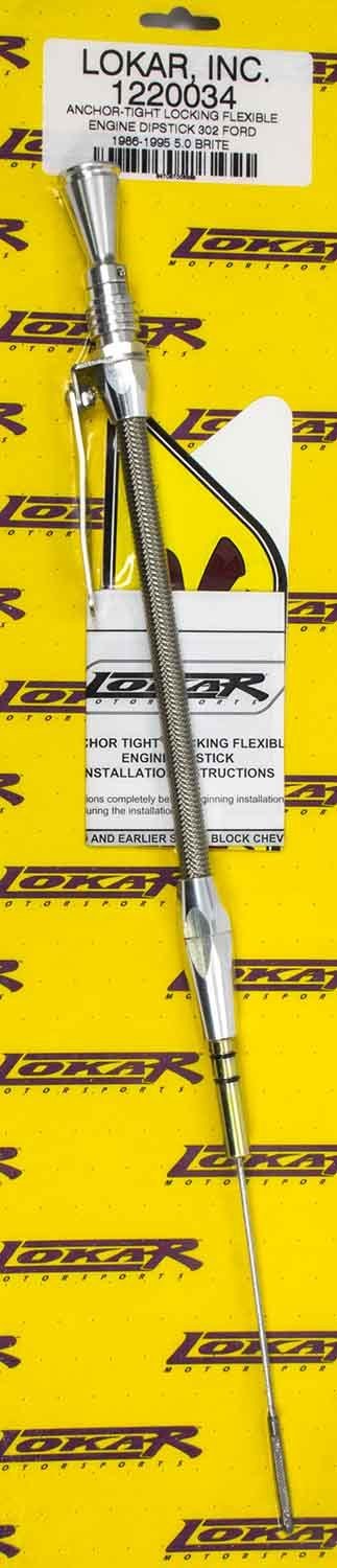 Lokar Anchor-Tight Locking Flexible Engine Dipsticks 1220034 Oil Dipstick, Flexible, Driver Side Block Entry, Billet Aluminum, Brite Anodized, Ford, Small Block, 302, Each thumbnail 3