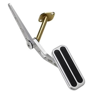 Lokar Billet Gas Pedal Assemblies for 1968 CHEVY II, 1969-1972 NOVA - BAG-6142 Throttle Assembly, Aluminum, Brushed, Firewall Mount, Rubber Insert, Chevy, Each thumbnail 1