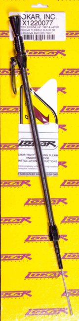 Lokar Midnight Series Anchor-Tight Locking Flexible Engine Dipsticks X1220077 Oil Dipstick, Flexible, Passenger Side, Billet Aluminum, Black Anodized, Chevy, SB, LS1, Car, Each thumbnail 3
