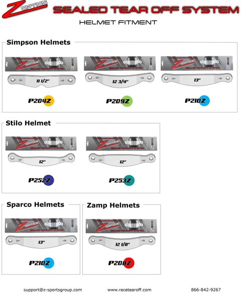 Zamp Z Optics Sealed Tear-Offs P209Z Tear-Offs, Optics, Sealed, 2mm Thick, Plastic, 12 3/4 in. Length, Simpson, Impact, 3 Packs of 8, Set of 24 thumbnail 4