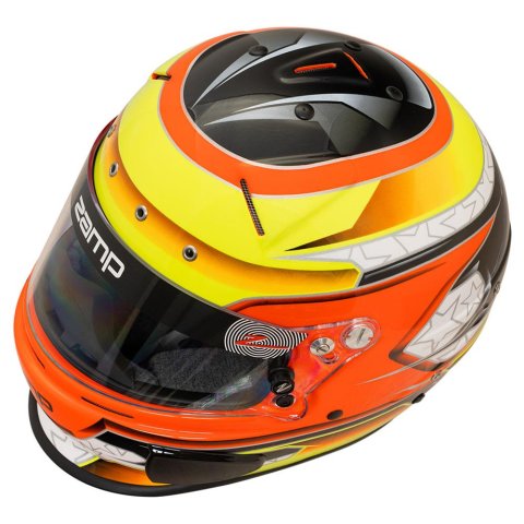 Zamp RZ-70E Switch Helmets H760C30L Helmet, Switch, Full Face, Orange/Yellow Graphic, Gloss Finish, Fire-Retardant Liner, Snell SA2020/FIA 8859-2015, Large, Each thumbnail 1