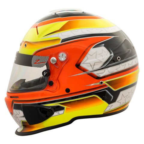 Zamp RZ-70E Switch Helmets H760C30XL Helmet, Switch, Full Face, Orange/Yellow Graphic, Gloss Finish, Fire-Retardant Liner, Snell SA2020/FIA 8859-2015, X-Large, Each thumbnail 8