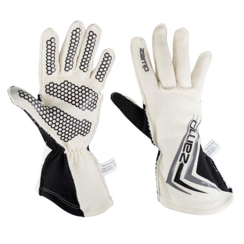 Zamp ZR-60 Race Gloves RG20001S Driving Gloves, Race, Two Layers, Aramidic Fiber, White, SFI 3.3/5, Small, Pair