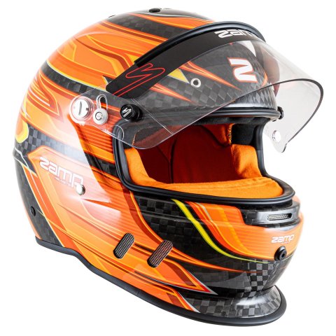 Zamp Helmets H781C30S RZ-67D SNELL SA2025 Carbon Flo Org/Ylw Small Z-20 Anti-Fog Clear Shield Color Match Series 28 Interior thumbnail 4