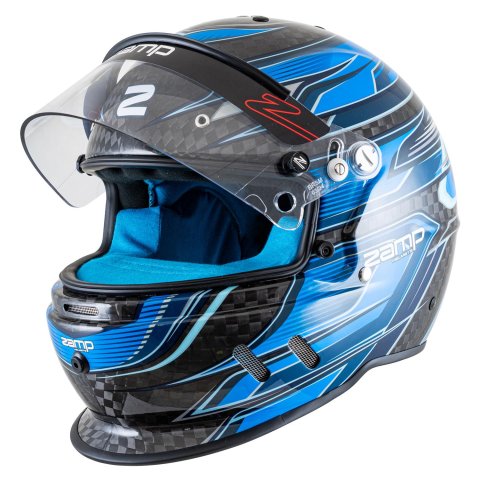 Zamp Helmets H781C042XL RZ-67D SNELL SA2025 Carbon Flo Blue/Lt Blue 2X-Large Z-20 Anti-Fog Clear Shield Color Match Series 28 Interior thumbnail 6