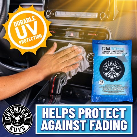 Chemical Guys Total Interior Cleaner and Protectant PMWSPI22050 Cleaning Solutions, Interior, Cleaning, Protectant, Wipes, Interior, 50 Wipes, Each thumbnail 7