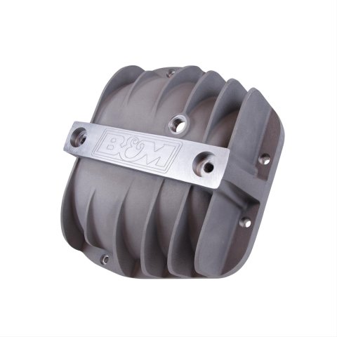 B&M 12 Bolt Ford 9.75 Inch Differential Cover 40298 Cover, Aluminum, Natural, Finned, Logo, in., 12-Bolt Cover, Each thumbnail 1