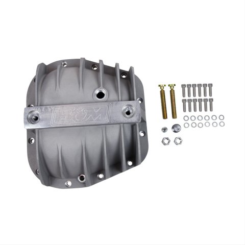 B&M 12 Bolt Ford 9.75 Inch Differential Cover 40298 Cover, Aluminum, Natural, Finned, Logo, in., 12-Bolt Cover, Each thumbnail 2