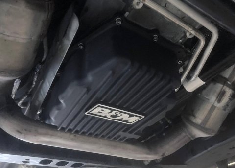 B&M Automatic Transmission Deep Pans 71399 Pan, Automatic, Cast Aluminum, Black, 3.82 qt. Additional Fluid, GM, 8L90, 8L90E, Each thumbnail 2