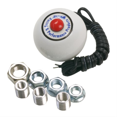 B&M Button Shifter Knobs 46112 Shift Knob, Round, Plastic, White, Logo, Automatic, Manual Transmission, Each thumbnail 2