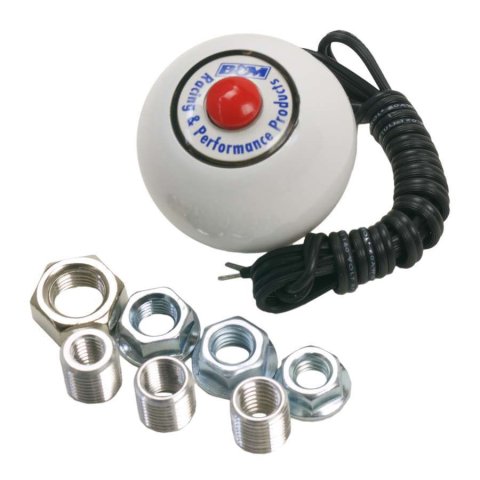 B&M Button Shifter Knobs 46112 Shift Knob, Round, Plastic, White, Logo, Automatic, Manual Transmission, Each thumbnail 4