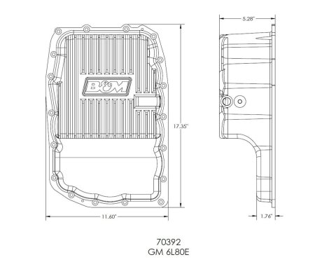 B&M Automatic Transmission Deep Pans for 2019-2021 SIERRA 1500, SILVERADO 1500 - 70392 Pan, Deep, Aluminum, Natural, 2 qt. Capacity Increase, Chevy, GMC, 6L80E, Each thumbnail 5