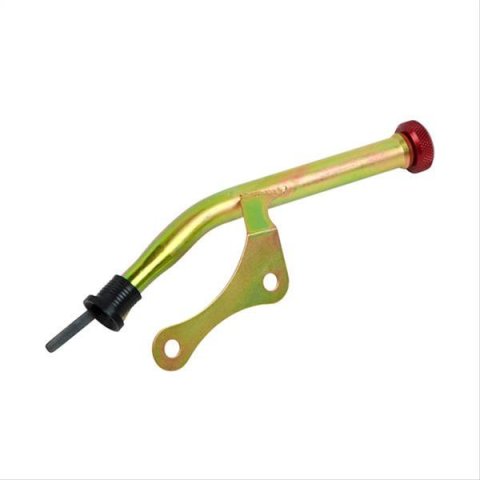 B&M Transmission Fluid Dipsticks 22164 Dipstick, Locking, Steel/Nylon, Gold Iridited/Black, Chevy, Dedenbear, Powerglide, Each thumbnail 1