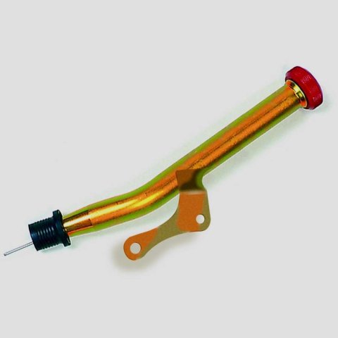 B&M Transmission Fluid Dipsticks 22164 Dipstick, Locking, Steel/Nylon, Gold Iridited/Black, Chevy, Dedenbear, Powerglide, Each thumbnail 2