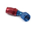 Canton Racing Swivel Hose Ends 23-646 Fitting, End, 45 Degree, -12 AN to Female -12 AN, Aluminum, Red/Blue Anodized, Each thumbnail 1