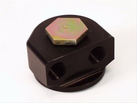 Canton Racing 90 Degree Rotating Remote Oil Filter Adapters 22-592 Adapter, Filter, Bolt-On, Aluminum, Black, 13/16-16 in. Thread, 1/2 in. NPT Inlet/Outlet, Each thumbnail 2
