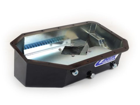 Canton Racing Drag Wet Sump Oil Pans 15-964BLK Pan, Steel, Black, 6.5 qt., Sump, Baffled, Windage Tray, Race, Road Race, Honda®, K Series, Each