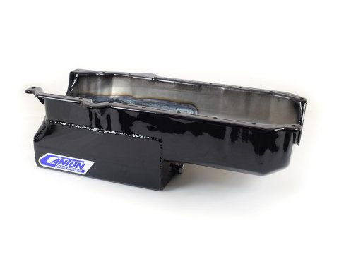 Canton Racing Street/Strip Wet Sump Oil Pans 15-200TBLK Pan, Sump, Steel, Black Powdercoated, Rear Sump, 5.50 Qt., Chevy, Small Block, Each