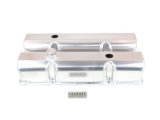 Canton Racing Products Valve Covers 66-201 SBC FABBED ALUM VALVE COVERS - LSR RAIL W/ FILL & PCV PORTS thumbnail 1