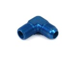 Canton Racing NPT to AN Adapter Fittings 23-345A Fitting, Adapter, NPT, 90 Degree, Aluminum, Blue Anodized, -10 AN, 1/2 in. NPT, Each thumbnail 1