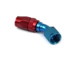 Canton Racing Swivel Hose Ends 23-645 Fitting, End, 45 Degree, -10 AN to Female -10 AN, Aluminum, Red/Blue Anodized, Each thumbnail 1