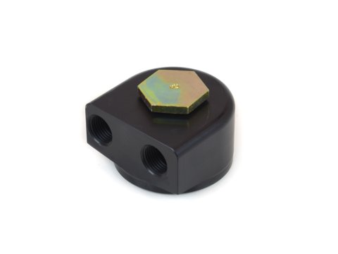 Canton Racing 90 Degree Rotating Remote Oil Filter Adapters 22-593 Adapter, Filter, Bolt-On, Aluminum, Black, 13/16-16 in. Thread, 1/2 in. NPT Inlet/Outlet, Each thumbnail 3