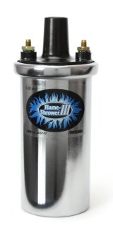 PerTronix Flame-Thrower III Ignition Coils 44001 Coil, III, Canister, Round, Oil Filled, Chrome, 45,000 V, Ultra Low 0.32 ohms, Each thumbnail 1