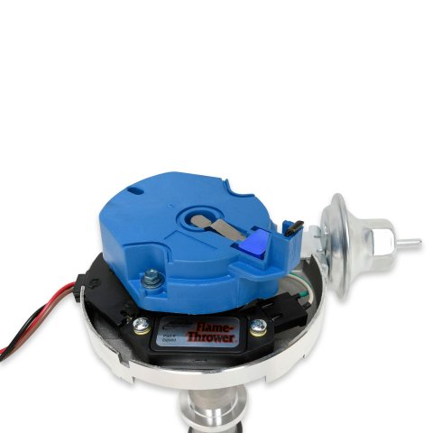PerTronix Flame-Thrower Street/Strip HEI Distributors D1200 Distributor, Flame-Thrower, Magnetic Pickup, Vacuum Advance, Black Cap, Pontiac, 326-455, Each thumbnail 1